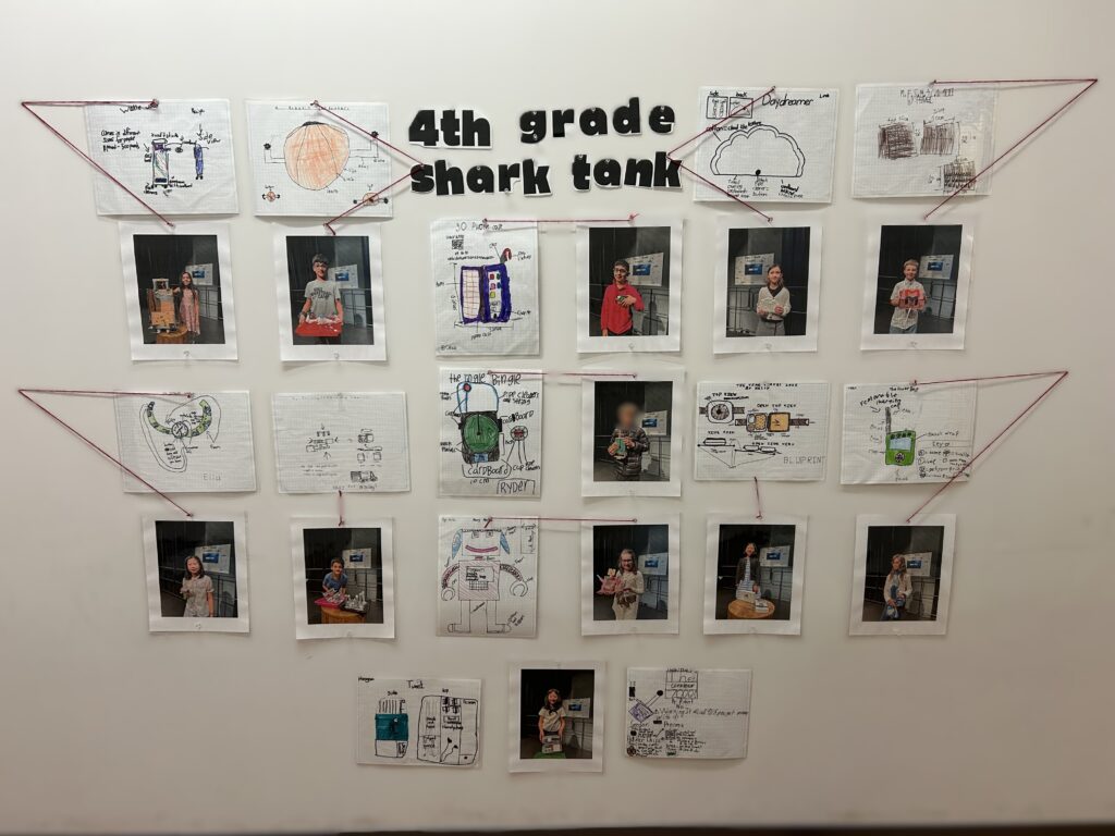 Shark Tank display of photos and inventions