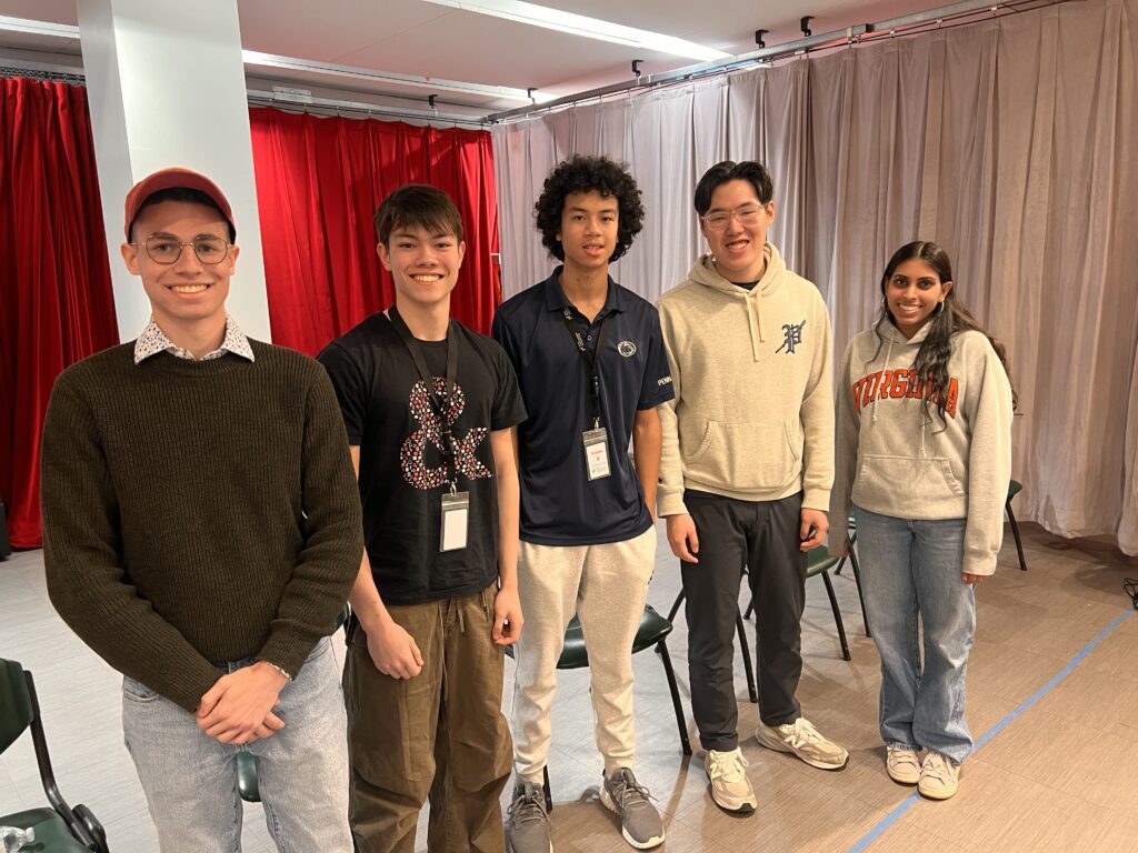 the five alumni panelists before they spoke to students